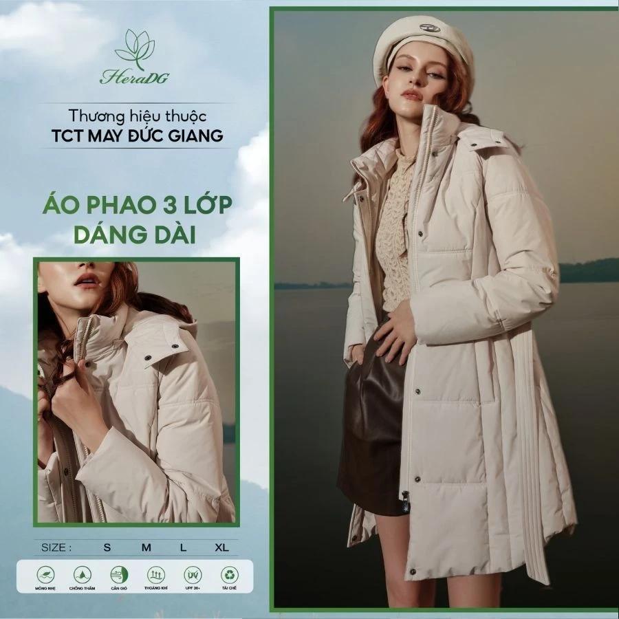 Áo phao 3 lớp dáng dài lookbook