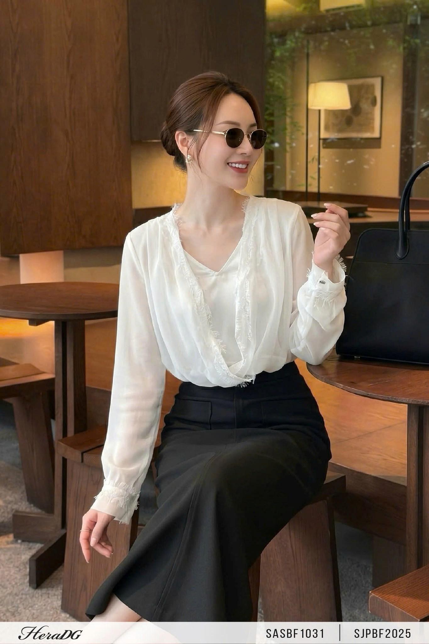 Áo tơ giật lót phối ren