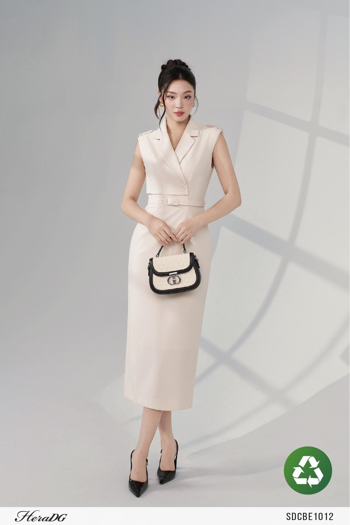 Đầm suông đai thắt eo