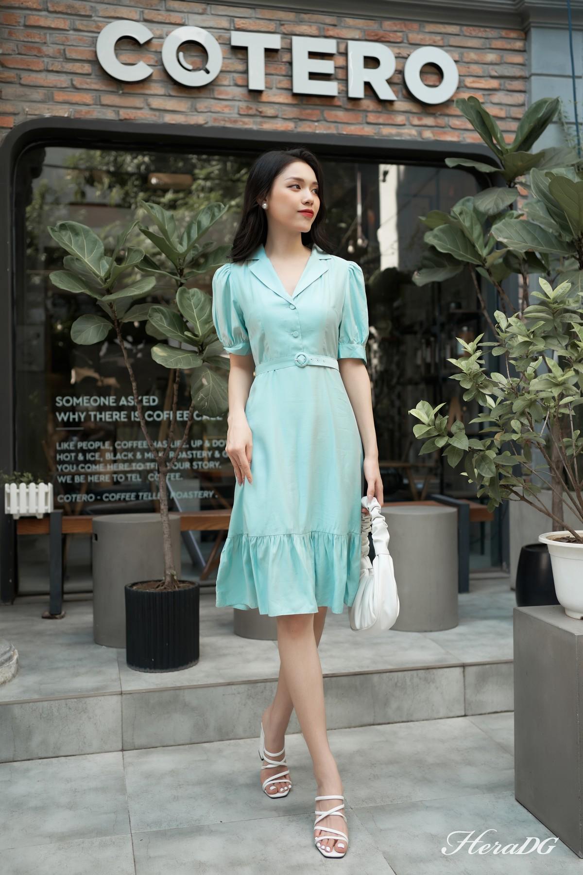 Đầm suông cổ 2 ve