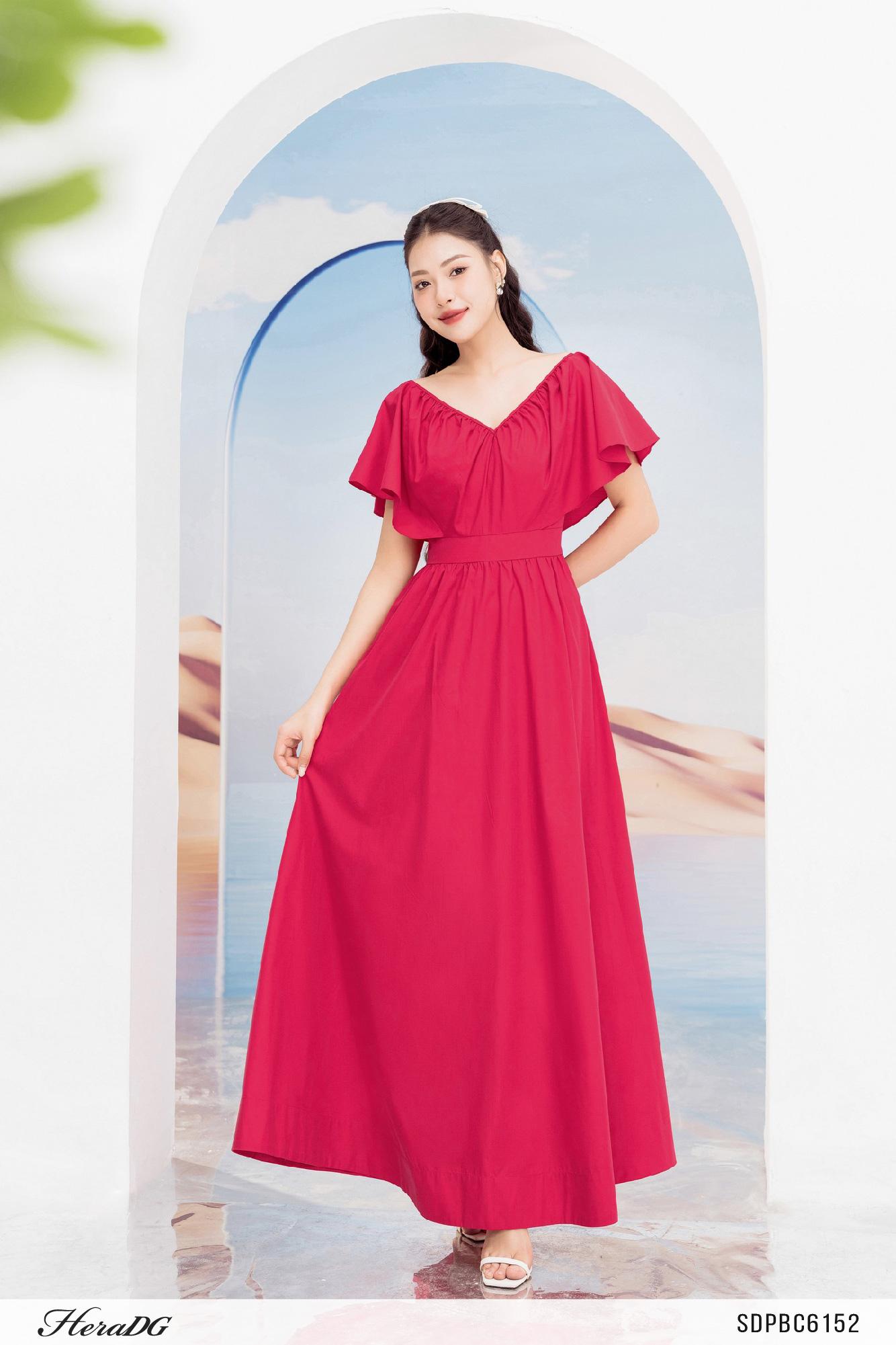 Đầm maxi cổ V