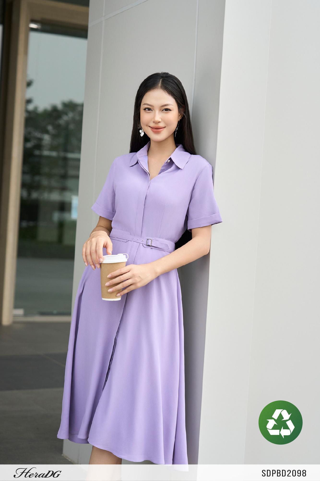 Đầm xoè cổ đức, đai rời