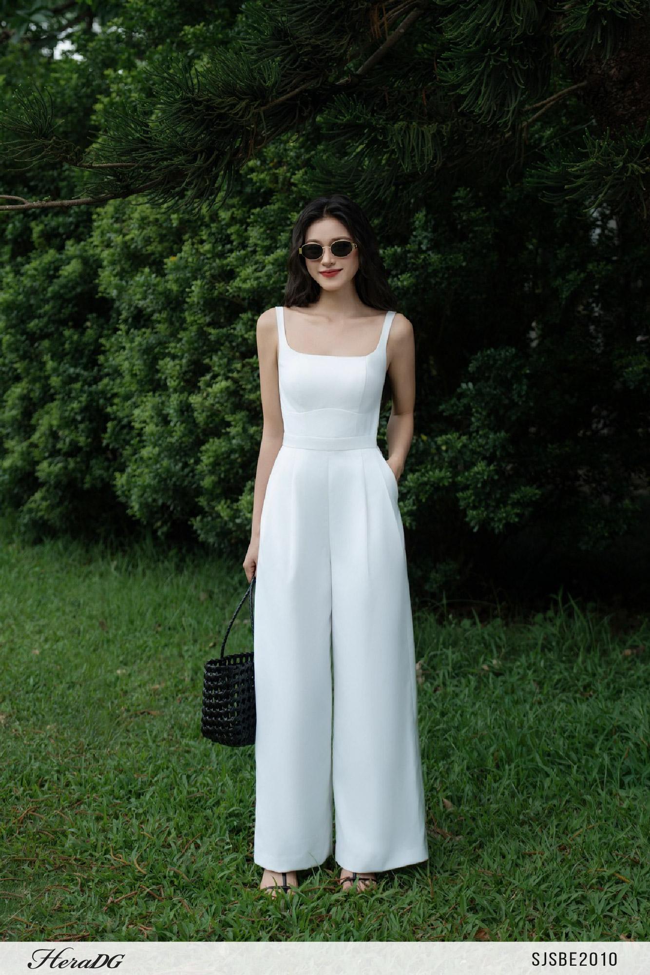 Jumpsuit ống suông thắt nơ sau
