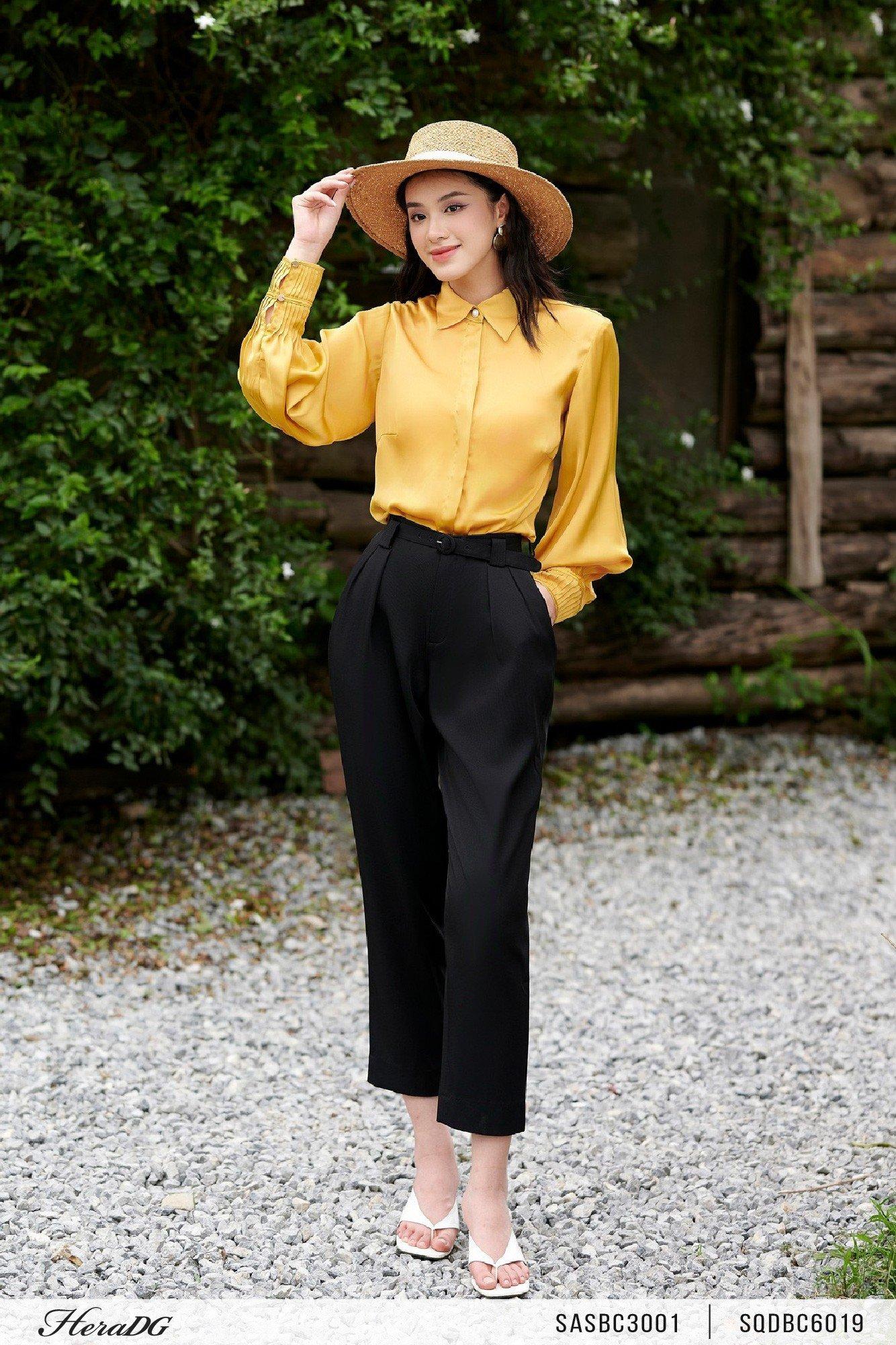 Quần baggy xếp ly, thắt đai