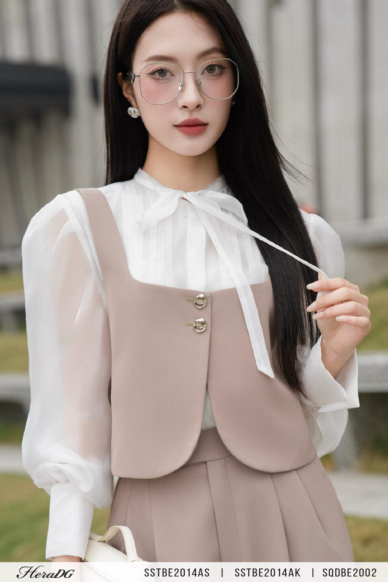 Áo gile nẹp cong cúc