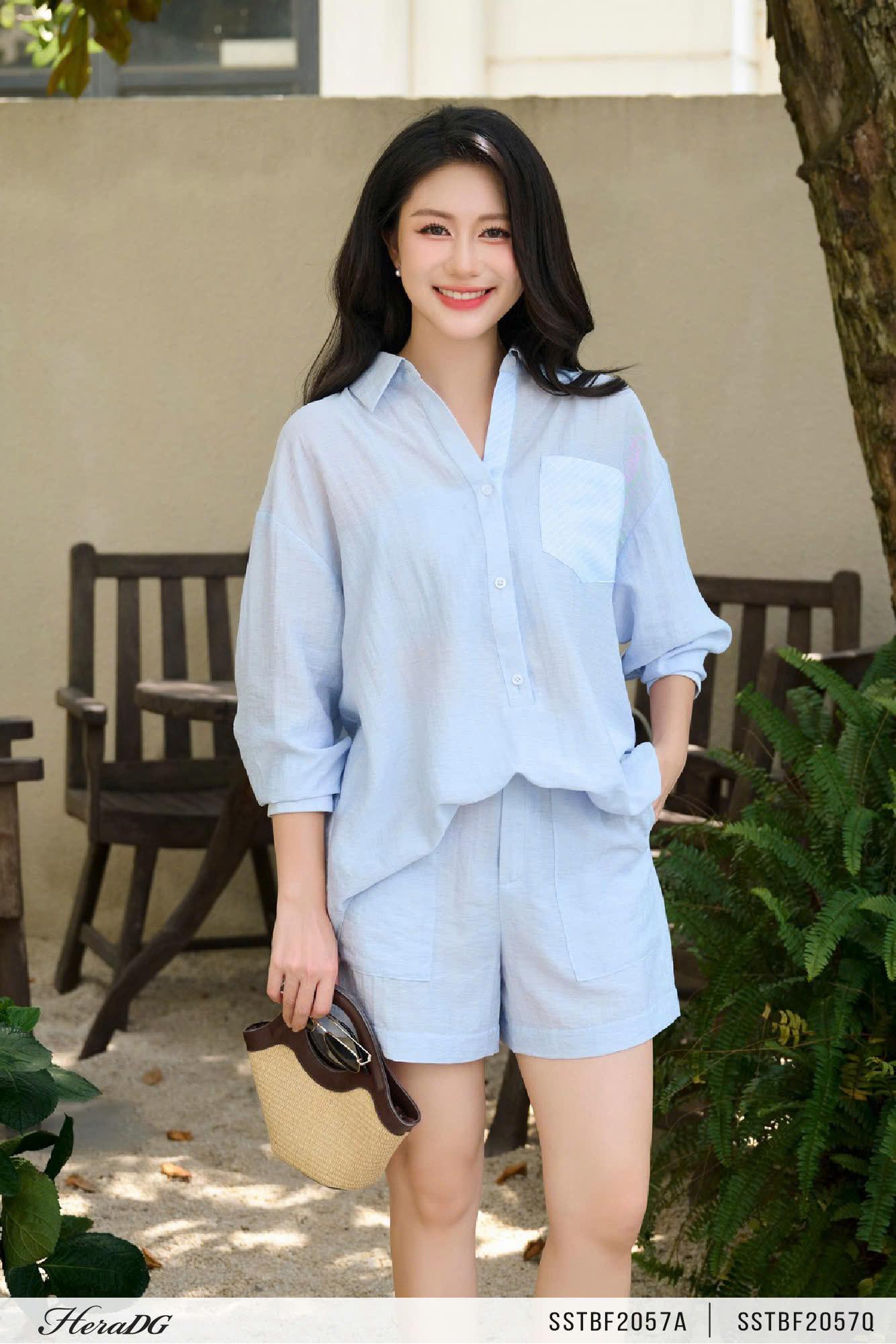 Áo sơ mi phối kẻ