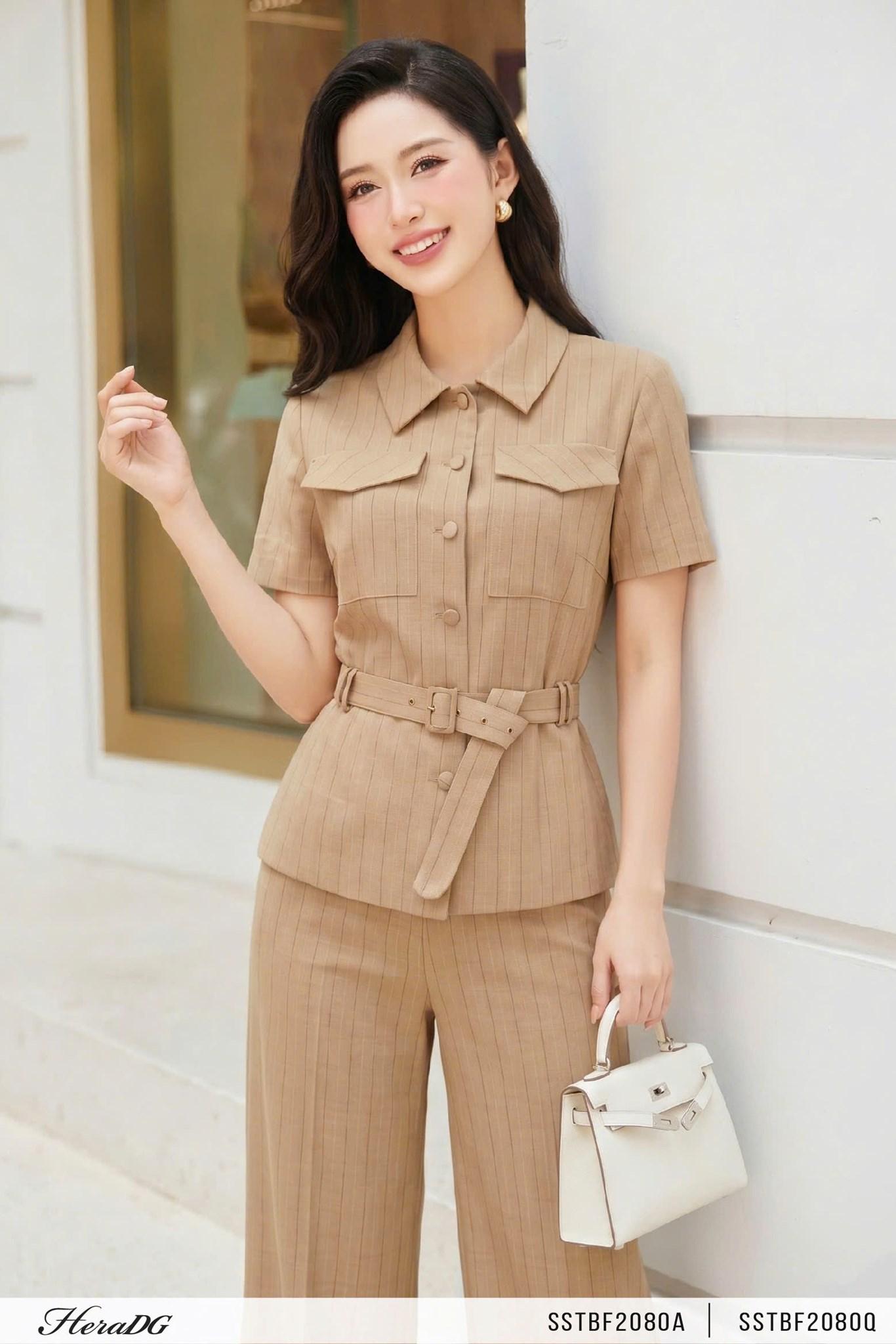 Áo kiểu kèm đai thắt eo