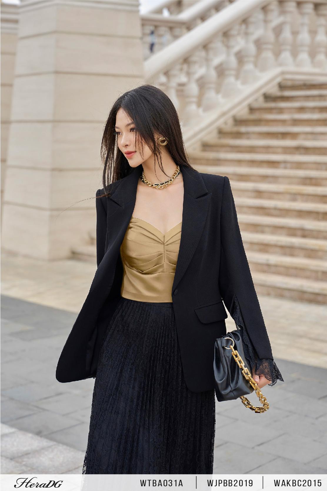 Áo vest phối tay ren