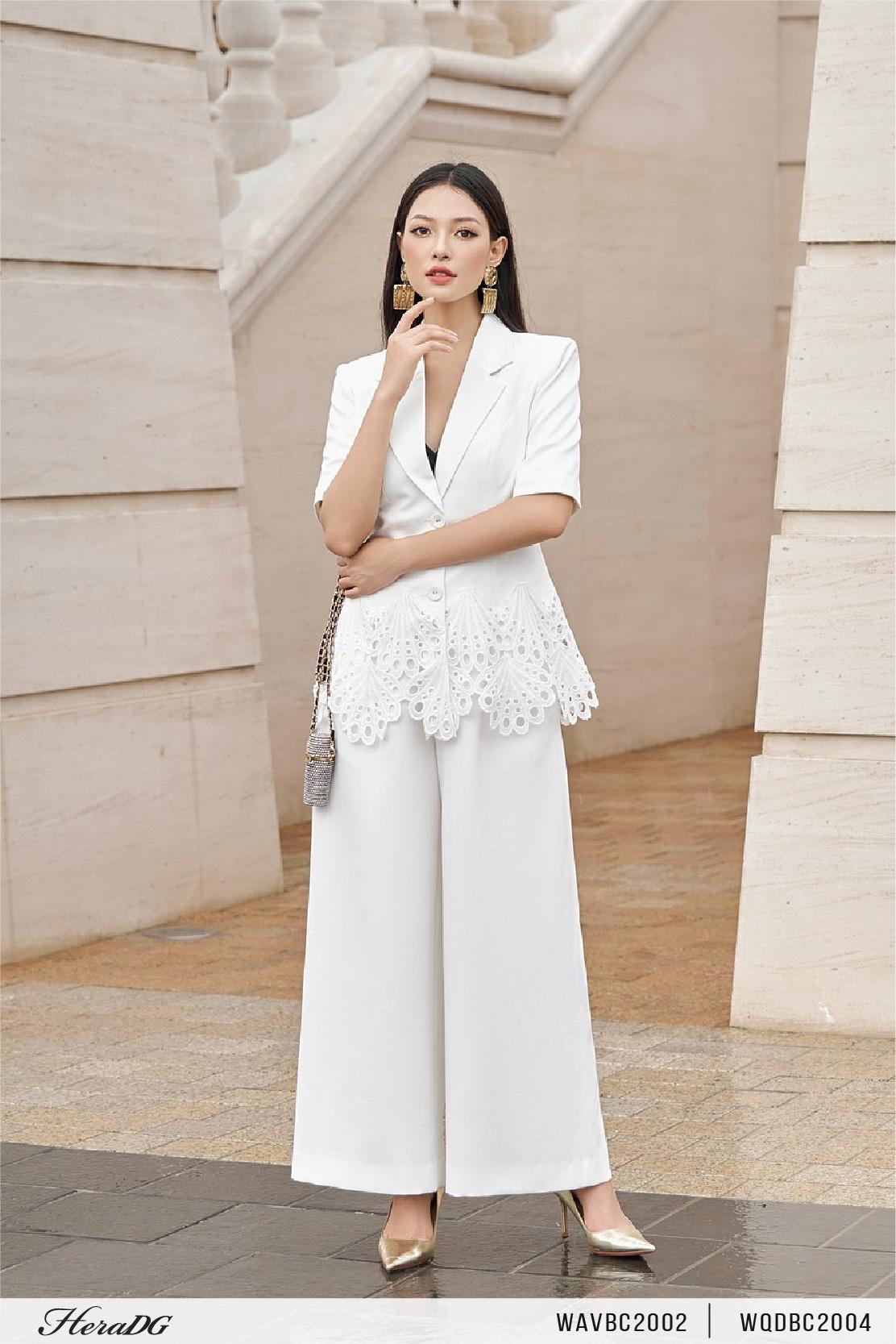 Áo vest cộc tay phối ren