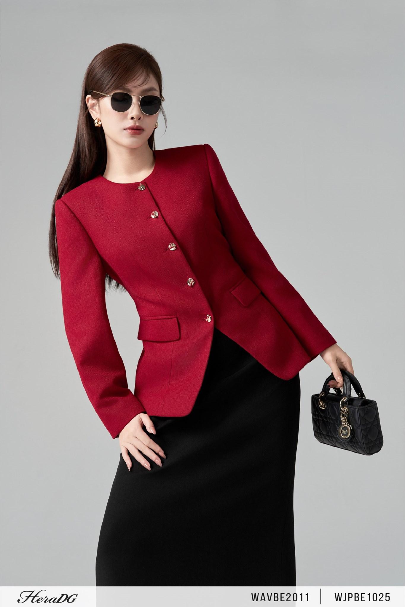 Áo vest dạ tweed dáng ôm