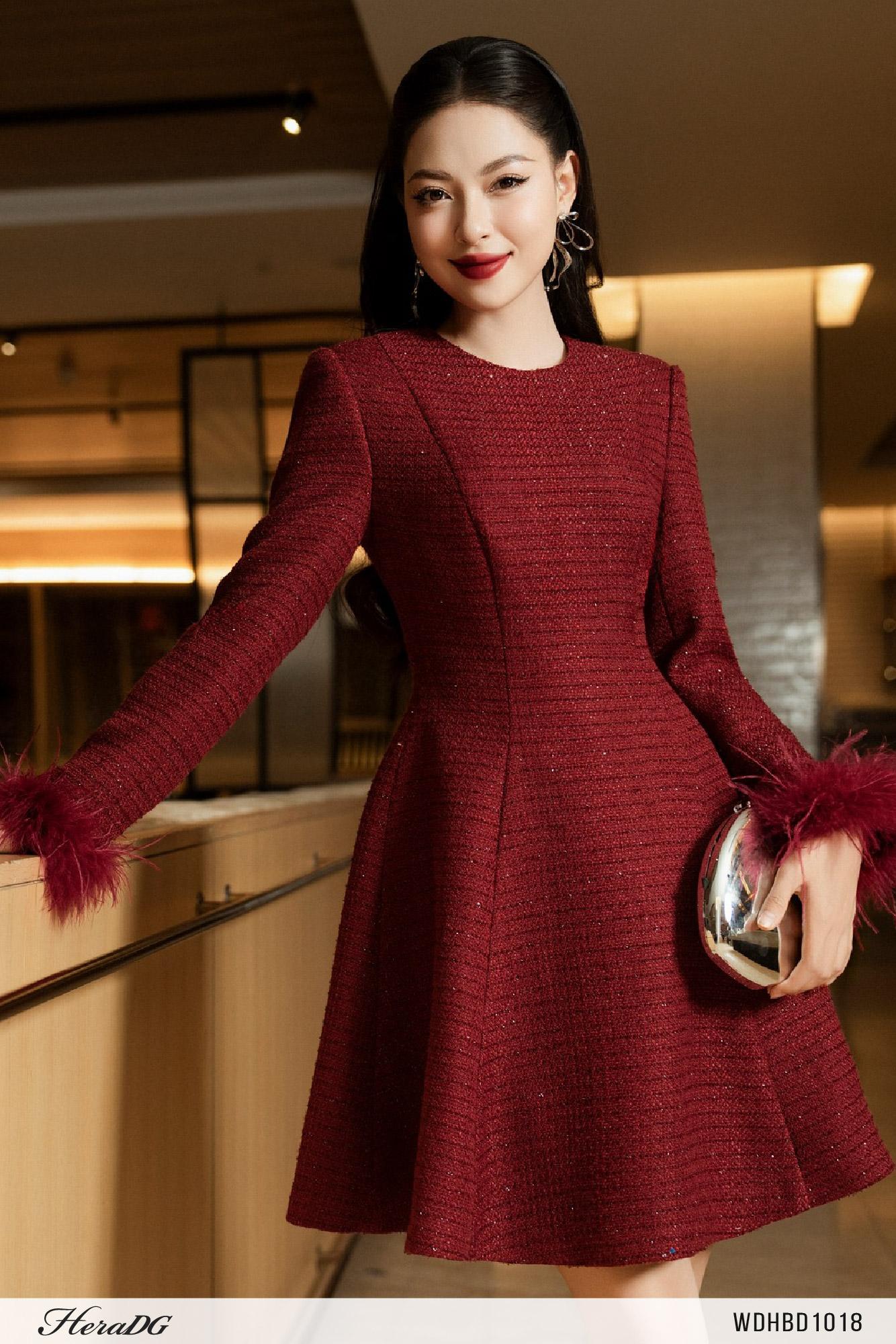 Đầm dạ tweed xoè