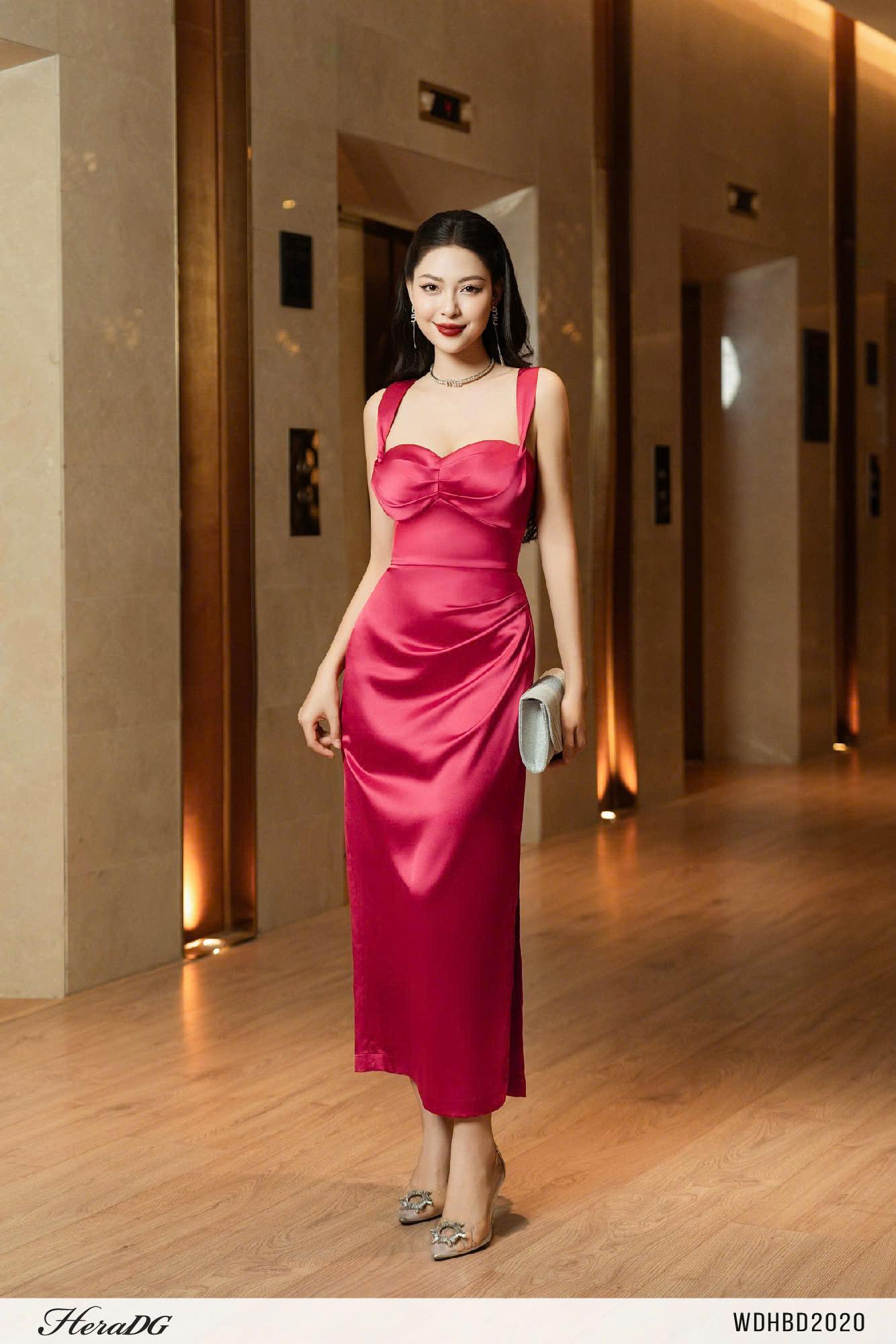 Đầm lụa ôm 2 dây xoắn nếp