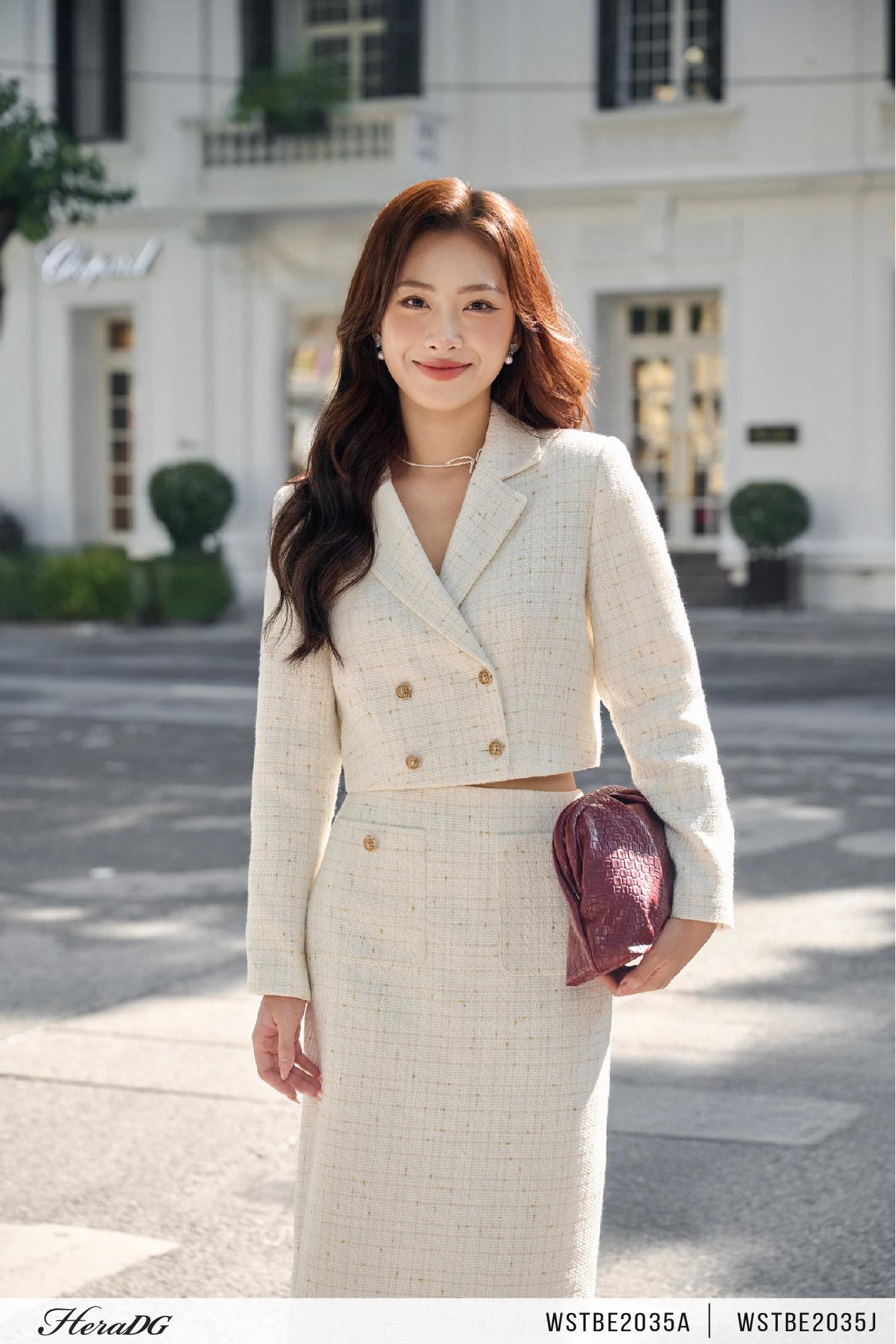 Áo khoác cổ vest dáng ngắn